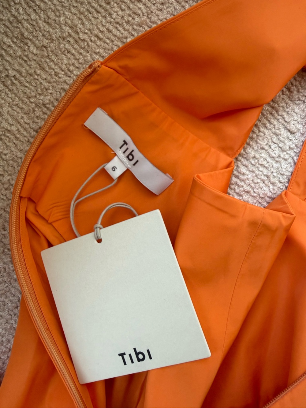 Tibi Orange Italian Sporty Nylon Balloon Dress - Picture 3 of 8